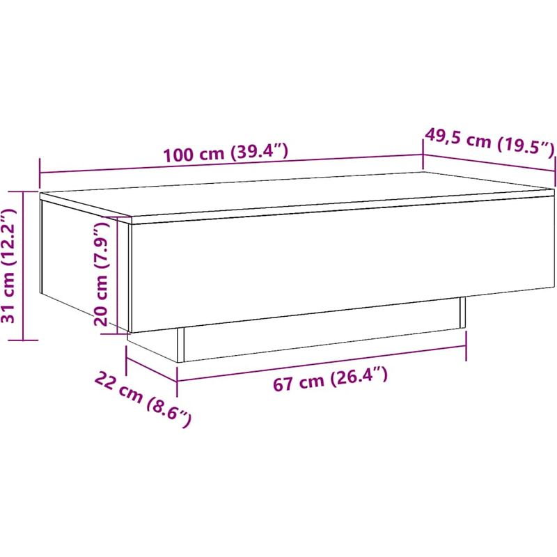 Vidaxl – Table basse fixe blanche 100x49,5x31 cm – Bois d'ingénierie résistant à l'humidité – Design moderne et épuré - Image 2