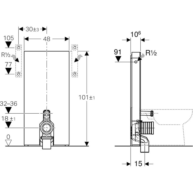 Geberit Monolith module sanitaire pour WC au sol, 101 cm, entrée - Image 2