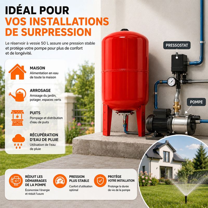 Réservoir pression à vessie vertical - 50 litres Vase - Image 5