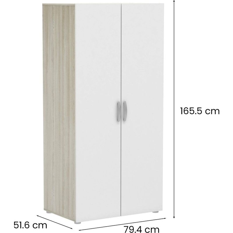Dmora – Armoire 2 portes Barge – Penderie chambre à coucher – 1 étagère – 79,4x51,6x165,5 cm – Chêne brun – Charnières métalliques - Image 3