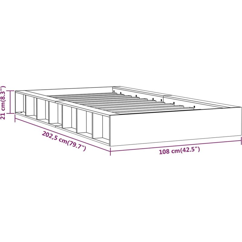 Vidaxl – Cadre de lit 90x200 cm en bois massif – Design peu encombrant – Lattes en contreplaqué pour stabilité – Convient aux petits espaces - Image 3