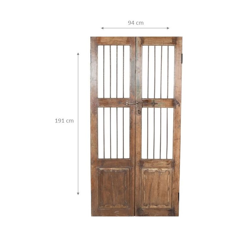 Biscottini – Porte coulissante médiévale en bois massif de teck – Dimensions 94x191 cm – Usage intérieur/extérieur – Récupération authentique - Image 2
