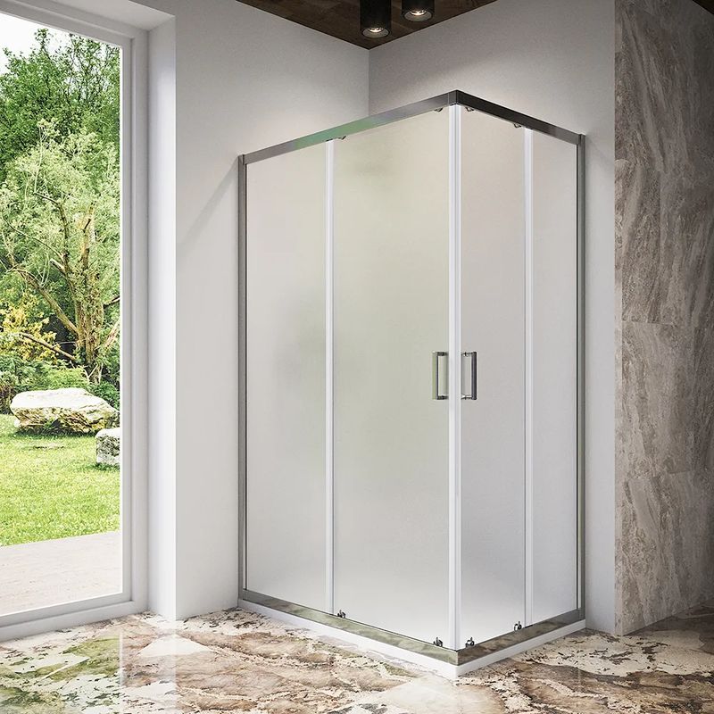 Paroi de douche coulissante 80x100 cm Aluminium Chromé Verre 6 mm moulé h185 - Réversible Mod. Tonga - Image 2