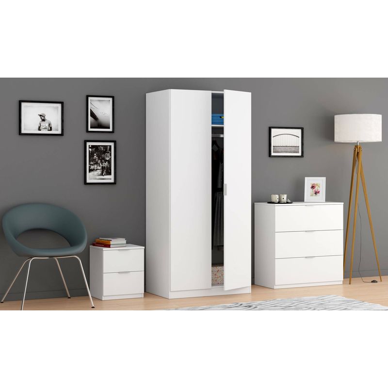 Dmora – Armoire 2 portes blanche 82x52x180 cm – Garde-robe avec étagère et tringle à vêtements – Meuble design certifié PEFC - Image 4