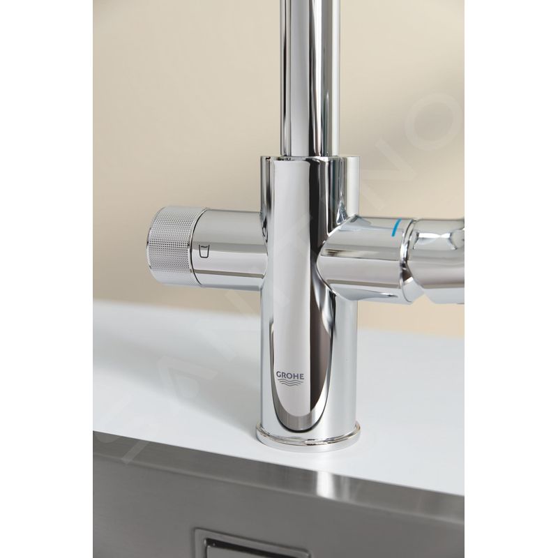 Grohe – Mitigeur d’évier avec filtration Ultrasafe – Montage monotrou – Levier séparé pour eau filtrée – Chrome – 30594000 - Image 4