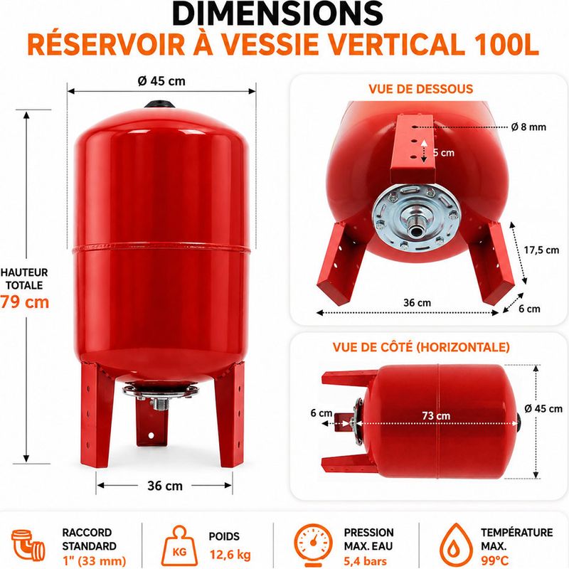 Réservoir pression à vessie vertical - 100 litres Vase - Image 2