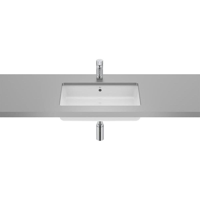 Roca – Vasque carrée à encastrer par-dessous 600x400 mm – Porcelaine – Profondeur 110 mm – Pour espaces confinés