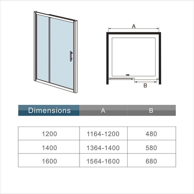 Aica Sanitaire – Porte de douche noir mat 120x195cm – Verre anticalcaire 8mm – Amortisseur pour fermeture silencieuse – Profilé aluminium - Image 5