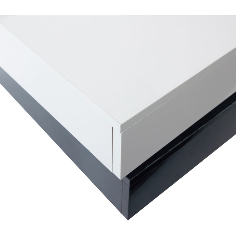 Tables basses fixes 100x60x35,5 cm, design moderne et minimaliste, en aggloméré, table de salon, double plateau, pivotante, noir et blanc - Image 5