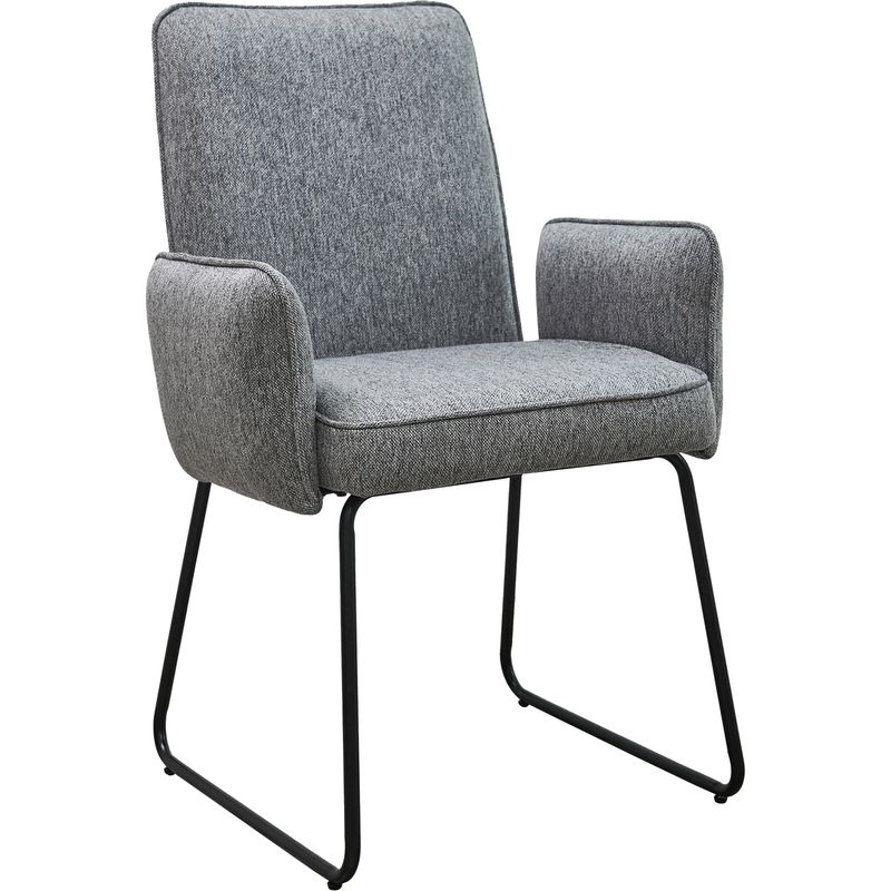 SVITA ALBA Lot de 2 chaises de salle à manger Chaise à accoudoirs Chaise rembourrée tissu gris - Image 4
