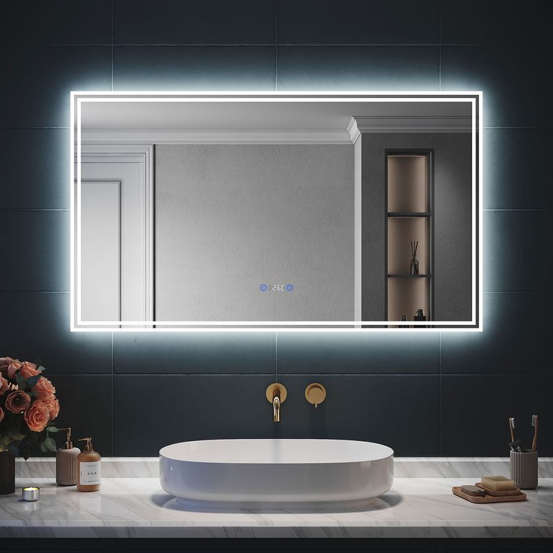 Miroir LED Salle de Bain Bluetooth 120x70cm - Miroir Lumineux avec Anti-buée, Affichage de l'Heure et Température,trois températures de couleur - Image 6