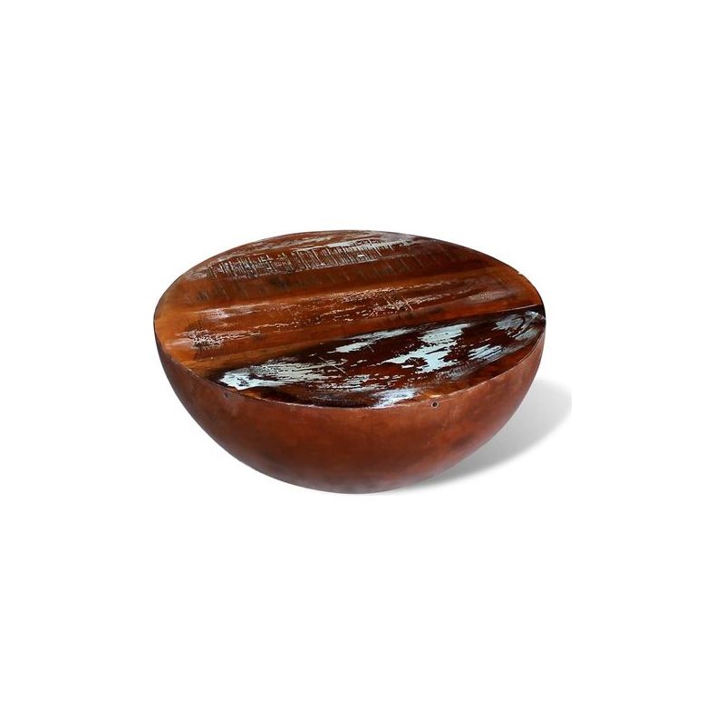 Vidaxl – Table basse gigogne en bois recyclé – Forme de bol unique – Base en acier – Artisanat rétro et exotique – Idéale pour salons modernes Cup - Image 2