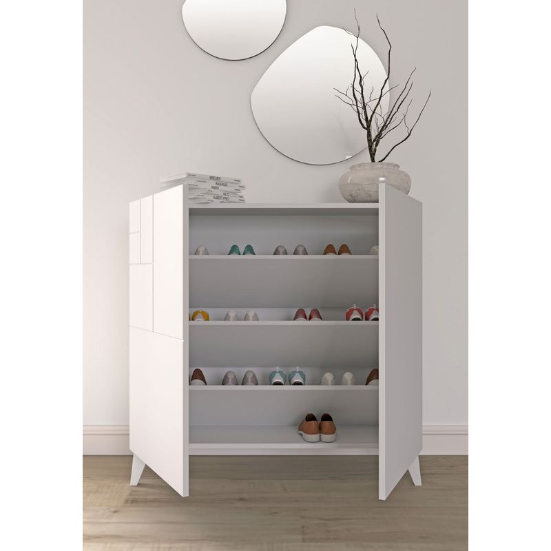 Meuble à chaussures, collection BERGEN, en mélamine blanc. - Image 2