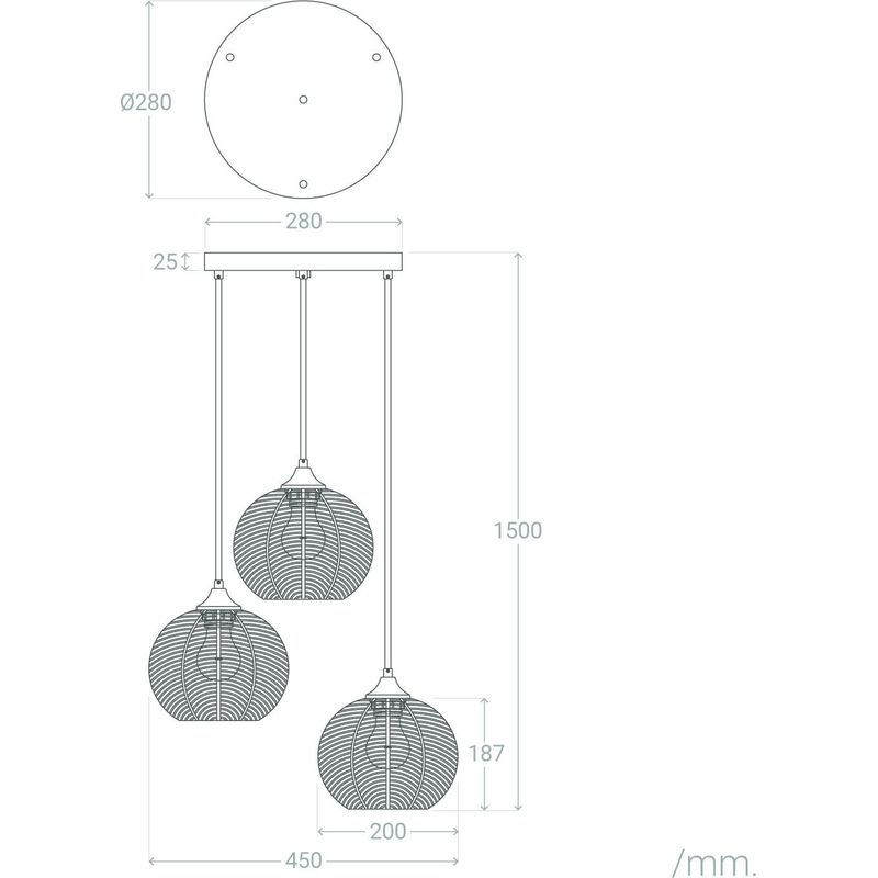 Ledkia – Suspension en verre Tri Klimt multicolore – Abat-jours sphériques en verre – Finition dorée – Compatible ampoules E27 - Image 5