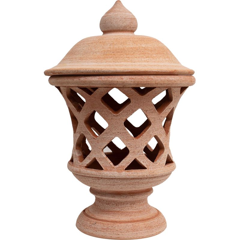Biscottini – Lanterne en terre cuite résistante au gel – Fabriquée à la main – Dimensions L35 x P35 x H55 cm – Pour terrasses et patios Pièce