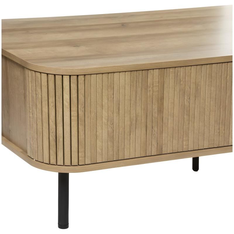 Atmosphera – Table basse fixe 120x60cm – 2 portes coulissantes – MDF et acier – Style scandinave – Rangement pour magazines et télécommandes - Image 10