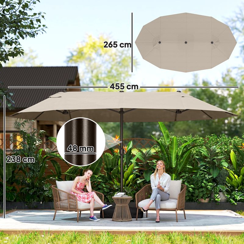 Outsunny – Parasol de jardin rectangulaire 4,6 x 2,7 m – Toile polyester 180 g/m2 – Mât en acier démontable – Ouverture manivelle – Protection UV - Image 5