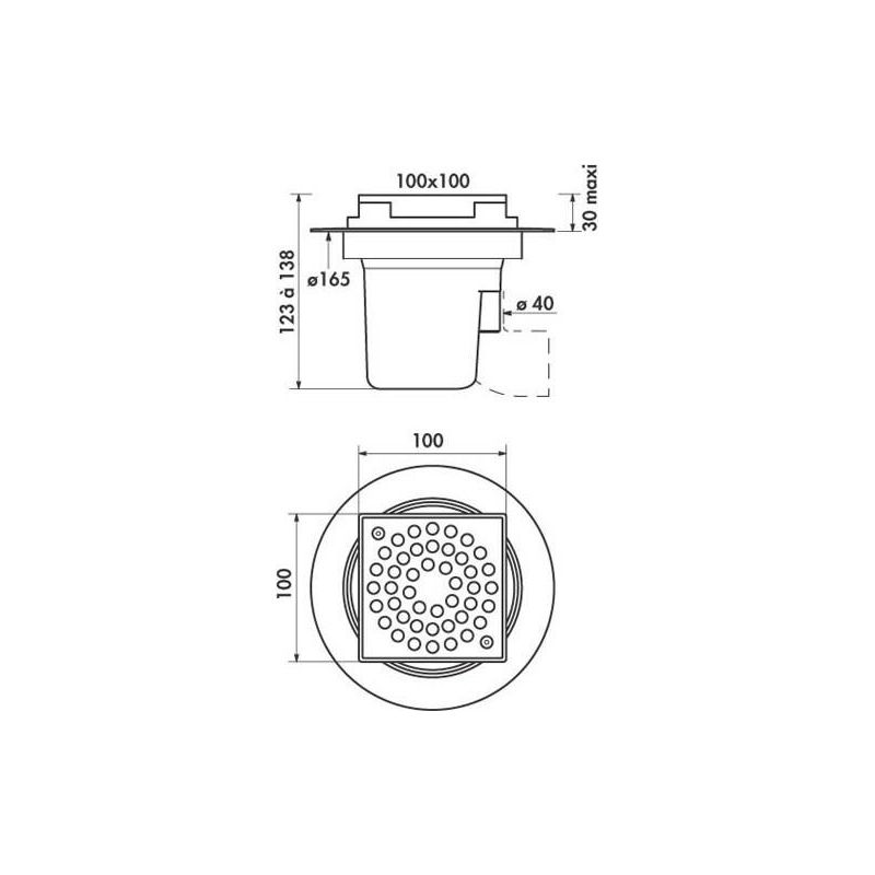 Delabie – Siphon de sol réglable 150 x 150 mm – Garde d'eau 50 mm – Sortie intégrée Ø 40 mm – Installation à l'italienne pour carrelage et béton - Image 8