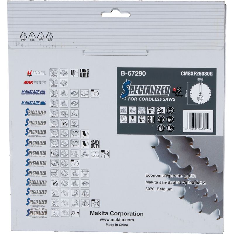 Makita – Lame de scie circulaire 260x30 mm B67290 – 80 dents Efficut pour bois dur – Coupe nette et rapide – Compatible scie à onglet - Image 5