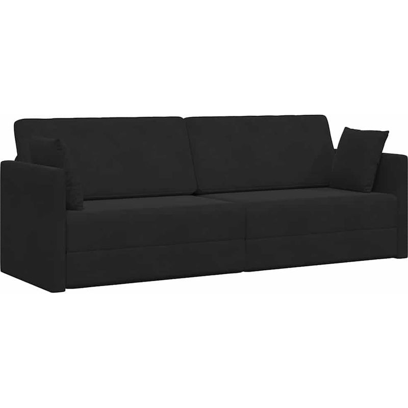 Vidaxl – Canapé-lit convertible velours noir 213 x 70 x 77 cm – Reclinable et ajustable – Construction robuste en métal et contreplaqué - Image 2