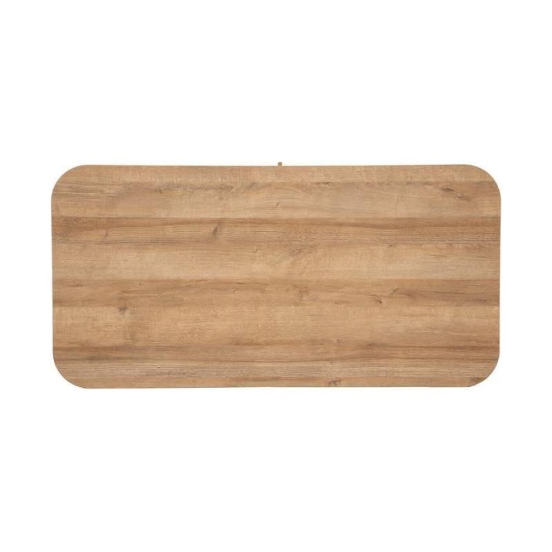 Atmosphera – Table basse fixe 120x60cm – 2 portes coulissantes – MDF et acier – Style scandinave – Rangement pour magazines et télécommandes - Image 8