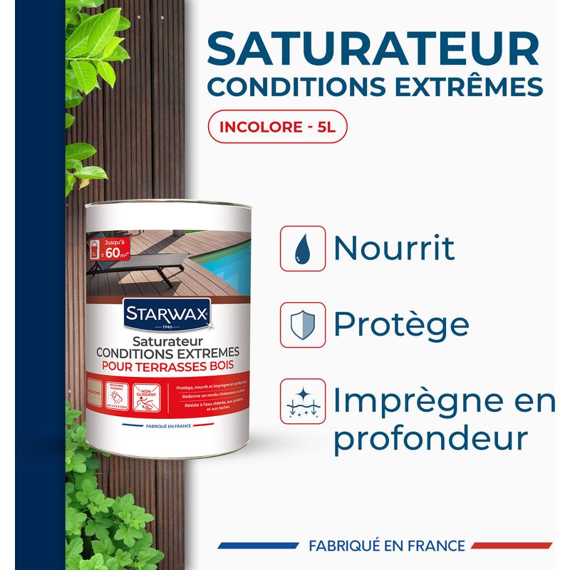 Saturateur bois extérieurs conditions extrêmes 5L Incolore STARWAX - Image 2