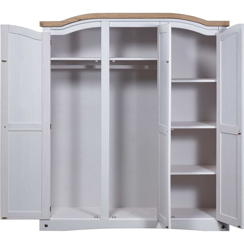 Vidaxl – Garde-robe en pin massif blanc – 3 portes – Compartiment penderie et étagères – Style mexicain Corona – Dimensions 151x52x170 cm Meuble - Image 3