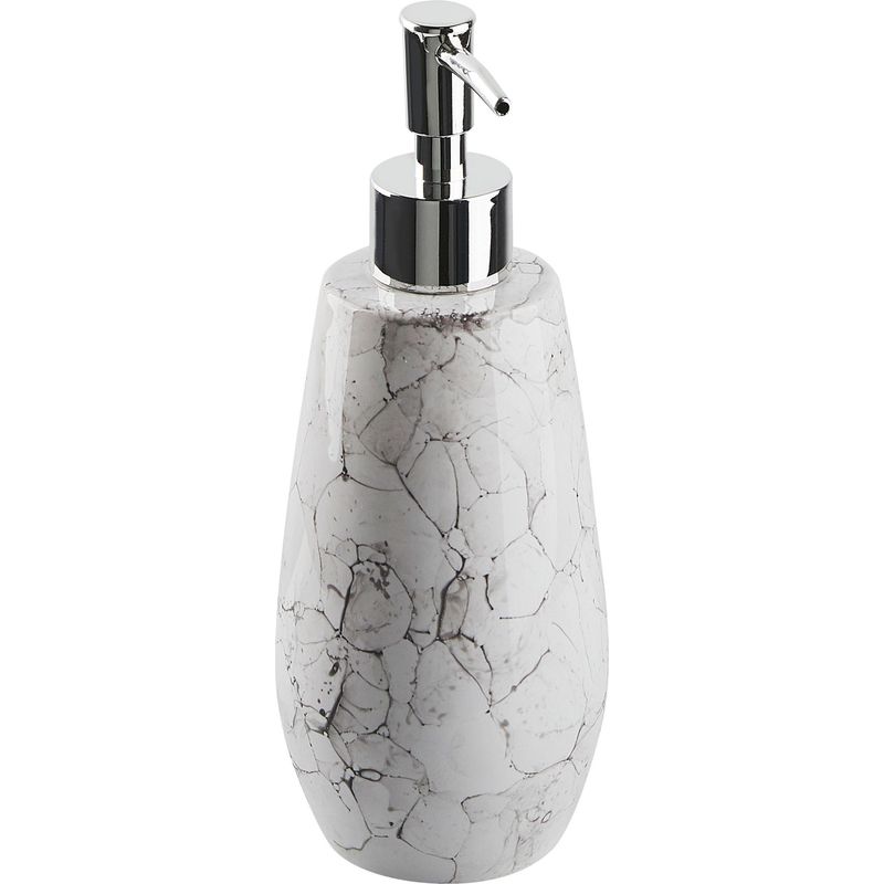 Beliani – Ensemble d'accessoires de salle de bain 6 pièces en céramique effet marbre blanc – Distributeur, porte-savon, brosse à dents, brosse - Image 4