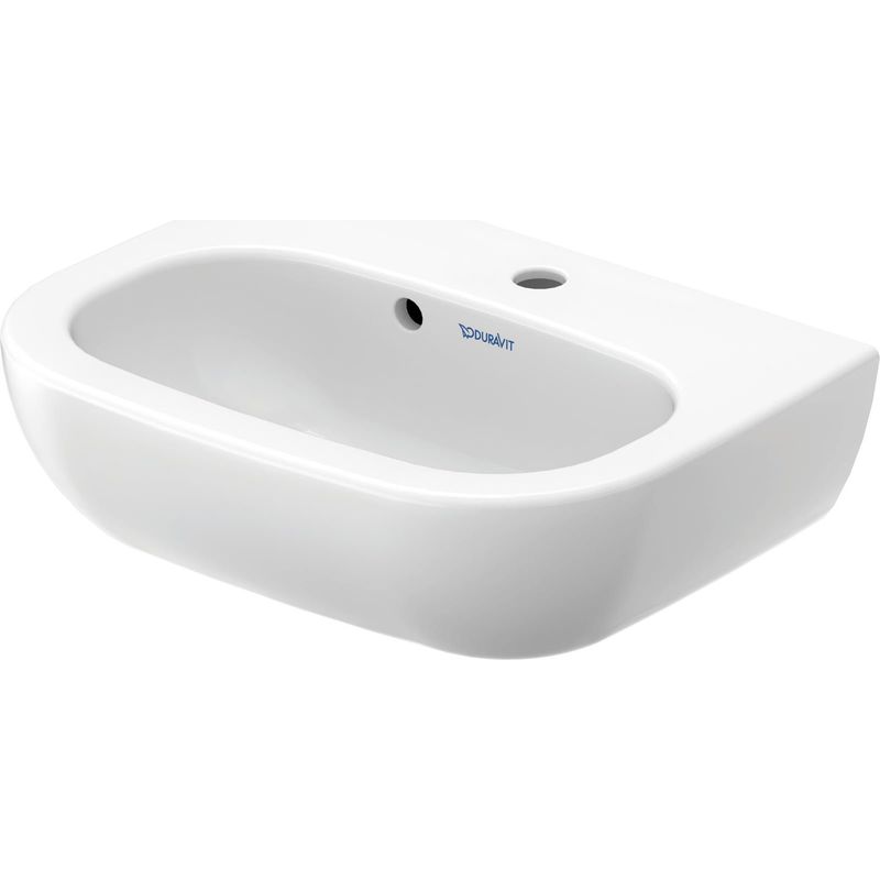 Lave-mains à suspendre Duravit D-Code – Dimensions 450x340x145 mm – Céramique sanitaire émaillée – Trou de robinetterie avec trop-plein - Image 7