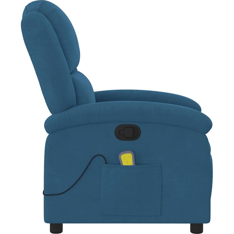 vidaXL Fauteuil inclinable de massage bleu velours - Image 4
