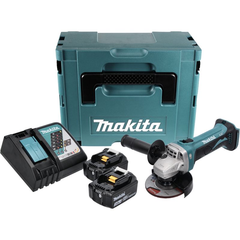Makita – Meuleuse d'angle sans fil 18V 115mm – 2 batteries 3,0Ah – Moteur puissant – Coffret Makpac inclus - Image 2