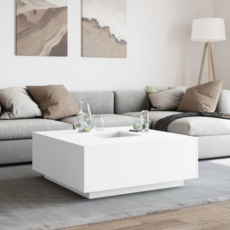 Vidaxl – Table basse blanche 100x100x40 cm en bois d'ingénierie – Surface résistante à l'humidité – Multifonctionnelle pour salon ou chambre - Image 2