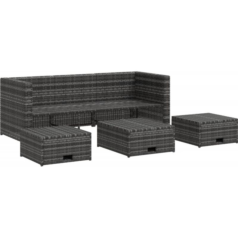 vidaXL Salon de jardin 4 pcs avec coussins résine tressée gris - Image 4