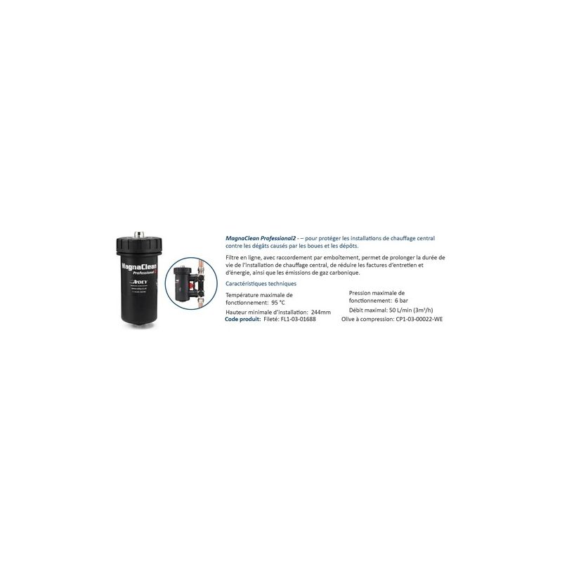 Filtre chauffage central magnétique MagnaClean Pro 2 – Action cyclonique – Efficacité sous le micron – Pour 20 radiateurs et 200m2 – Adey - Image 4