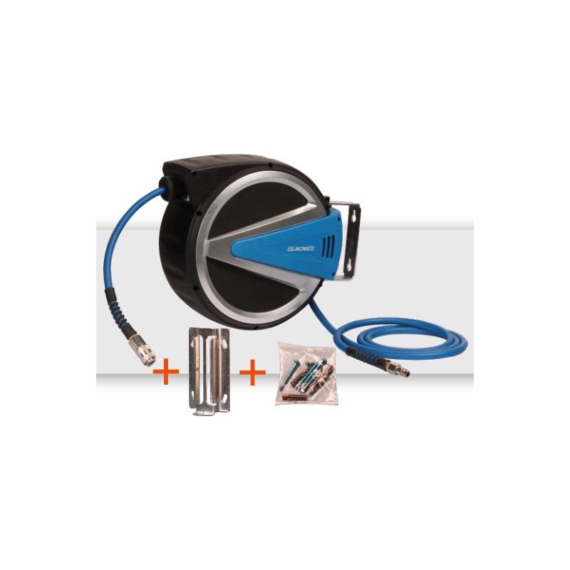 Lacme – Enrouleur pneumatique 15 m – Pression max 20 bar – Raccord d’entrée d’air 1/4" – Butée de fin de course incluse - Image 2