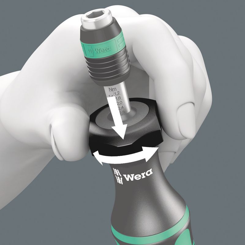 Wera – Tournevis dynamométrique réglable 1.2-3.0 Nm – Mandrin Rapidaptor pour embouts hexagonaux 1/4" – Affichage numérique – Poignée Kraftform - Image 2