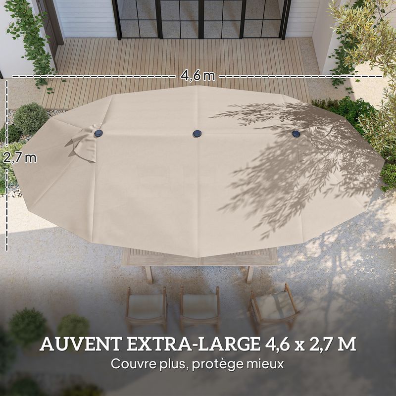 Outsunny – Parasol de jardin rectangulaire 4,6 x 2,7 m – Toile polyester 180 g/m2 – Mât en acier démontable – Ouverture manivelle – Protection UV - Image 3