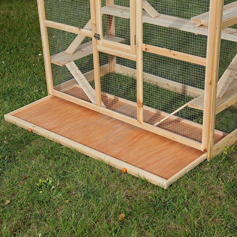 Melko – Cage pour rongeurs en bois non traité 120 x 60 x 90 cm – 6 rampes d'accès – Circulation d'air optimale – Accès rapide par porte verrouillable - Image 3