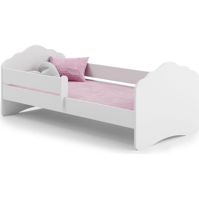 Lit d'enfant 70x140 avec balustrade – Matelas inclus – Construction robuste en carton d'ameublement – Arêtes arrondies pour sécurité