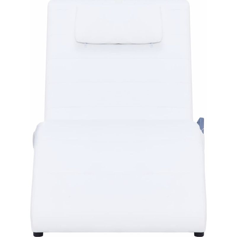 vidaXL Massage Chaise Longue with Pillow White Faux Leather - Image 6