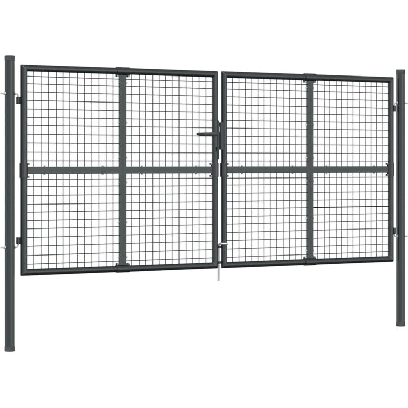 Vidaxl – Portail grillagé anthracite 300 x 125 cm – Acier galvanisé résistant à la corrosion – Conception verrouillable pour sécurité - Image 3