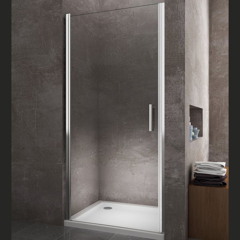 Giorgy – Porte de douche battante réversible 8 mm – Installation en niche H.200 – Largeur réglable 84-88 cm – Verre trempé Easyclean Adapter - Image 2