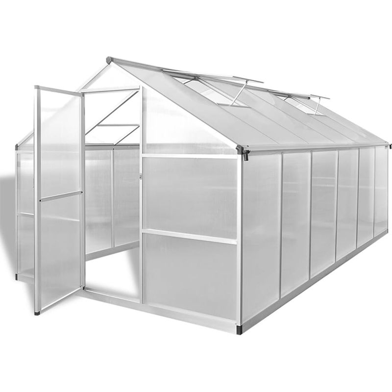 Vidaxl – Serre de jardin polycarbonate 9,025 m2 – Aluminium renforcé – Résistante aux UV et aux températures de -20 à 70 °C – Ventilation optimale