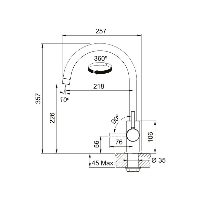 Franke – Mitigeur de cuisine noir mat col de cygne 360° – Débit 15,45 L/min – Installation facile avec flexibles 3/8" – Laiton robuste - Image 4