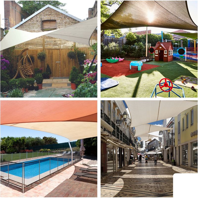 Perel – Voile d'ombrage triangulaire 5 x 5 x 5 m – Polyester imperméable et respirant – Protection UV 90 % – Installation facile avec anneaux en - Image 4