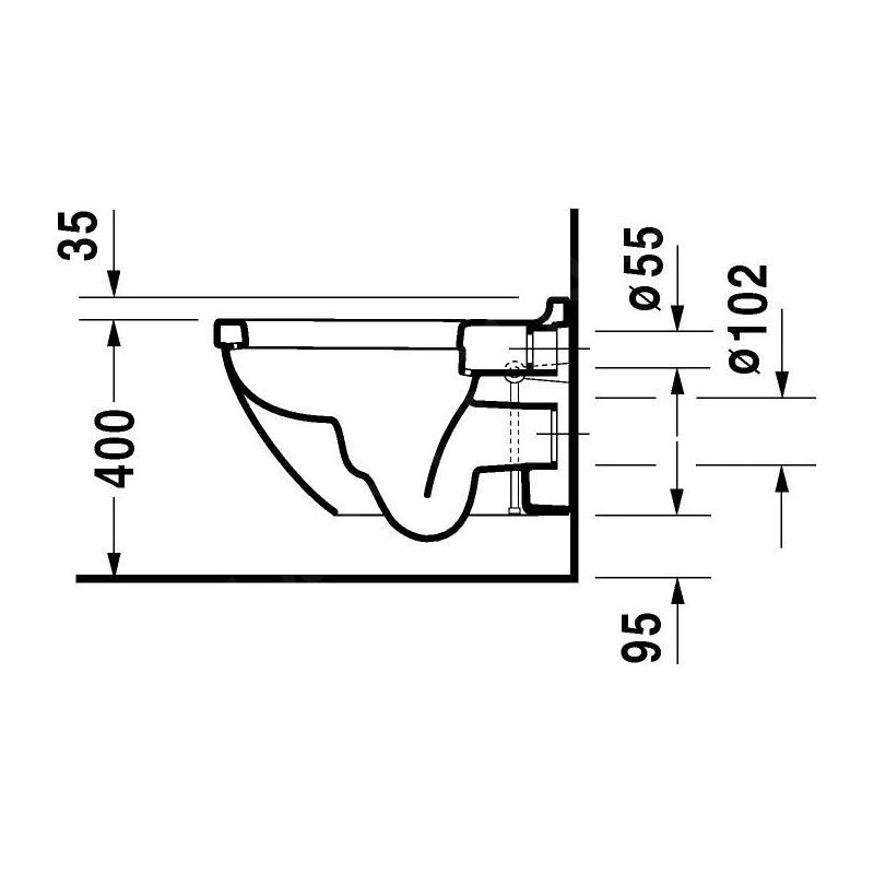 WC suspendu Duravit Starck 3 540mm WC à évacuation verticale - Image 3