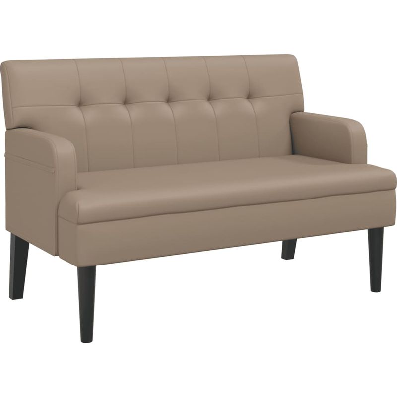 Vidaxl – Banc avec dossier similicuir cappuccino 112x65,5x75 cm – Assise confortable – Pieds en bois massif – Cadre robuste - Image 2