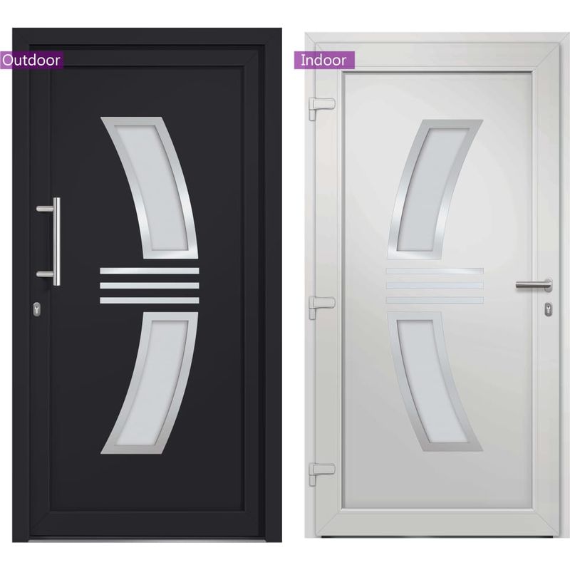 Vidaxl – Porte d'entrée PVC anthracite 88x200 cm – Charnières réglables 3D – 5 points de verrouillage – Vitrage isolant thermique 4-12-4 ISO - Image 5