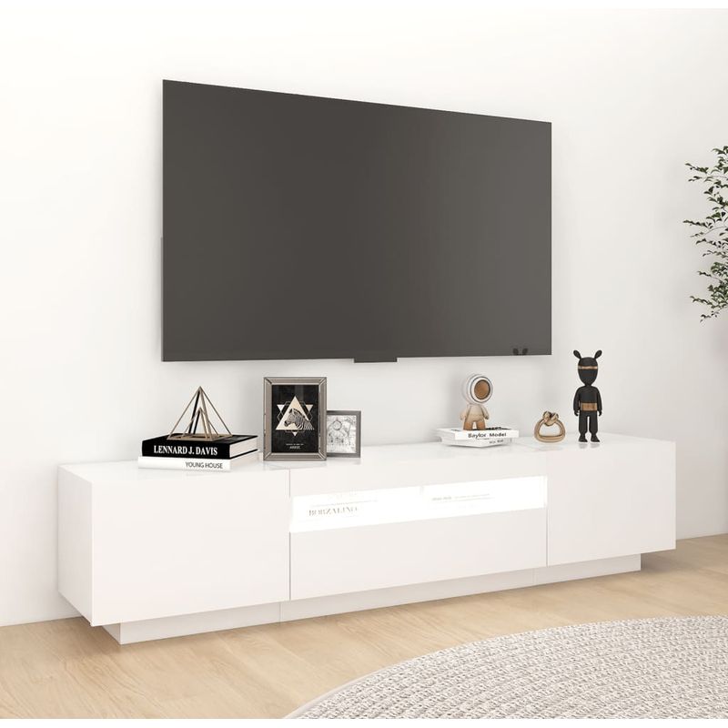 Vidaxl – Meuble TV avec lumières LED RGB – Dimensions 180x35x40 cm – Construction robuste – Espace de rangement pour appareils multimédia - Image 3