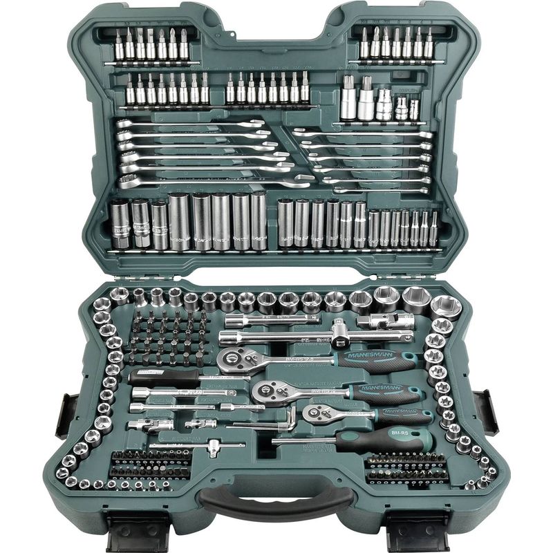 Brüder Mannesmann – Jeu de clés à douille 215 pièces 98430 – Coffret cliquet réversible 1/4, 3/8, 1/2 – Acier chrome-vanadium – Pour travaux - Image 7